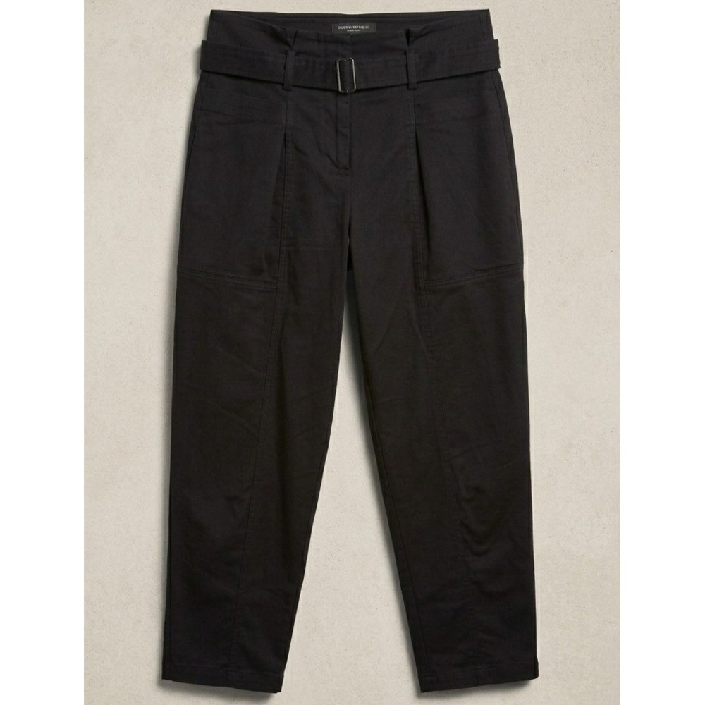 Banana Republic High-Rise Tapered Pants Women 4 Black Belted Utility Workwear